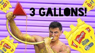 Drinking 3 Gallons of Mustard Challenge STOMACH DESTROYED  Bodybuilder VS Epic Cheat Day [upl. by Ynatil]