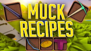 MUCK RECIPES  Armor Tools Weapons Cooking [upl. by Einej]