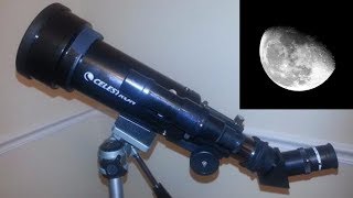 Celestron 21035 70mm Travel Scope Review and Setup See Moon [upl. by Eizzik]