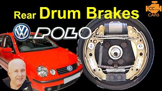 VW Polo Rear Brake Shoe Replacement  Polo Drum Brakes [upl. by Smitty]