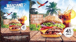 Burger Restaurant Advertising PosterFlyer Design  Photoshop Tutorial [upl. by Merriam822]