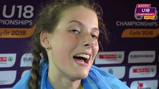 Yaroslava Mahuchikh UKR after winning Gold in the High Jump [upl. by Yeclehc]