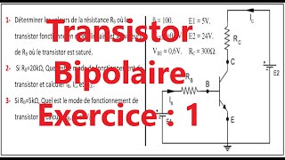 Électronique  Transistor bipolaire  Exercice 1 TransistorBipolaire [upl. by Alcock401]