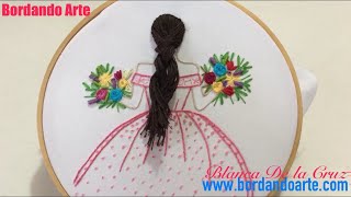 BORDAR A MANO UNA MUÑECA PASO A PASO  Embroidery hair [upl. by Ahsiuqram]