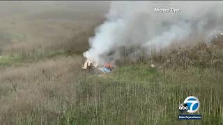 New video shows wreckage from helicopter crash that killed Kobe Bryant 8 others  ABC7 [upl. by Eisdnyl]