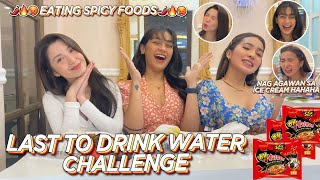 LAST TO DRINK WATER CHALLENGE EATING SUPER SPICY FOODS W DOLAINAB  ZEINAB HARAKE [upl. by Berardo495]