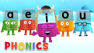 Phonics  Learn to Read  A E I O U  Learning Vowels  Alphablocks [upl. by Arahk]