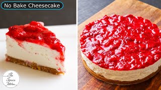 No Bake Cheesecake Recipe  Strawberry Cheesecake Recipe without Gelatine  The Terrace Kitchen [upl. by Nnyltiak867]