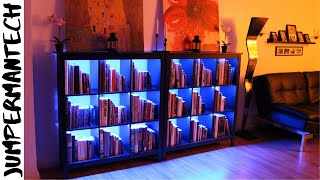 How To Install LED Strip Lights Under Bookshelf LED Bookshelf Lighting DIY [upl. by Neerroc]