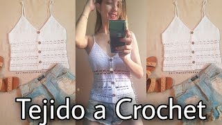 Blusa tejida a crochet de tirante a la moda Todas las tallas [upl. by Eremaj]