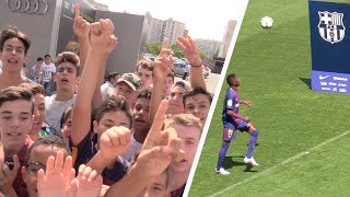 PRESENTACIÓN DE DEMBÉLÉ EN EL CAMP NOU  LOCURA TOTAL [upl. by Ihsakat]