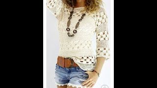 BLUSA BLANCA TEJIDA FACIL Y RAPIDO A CROCHET PARTE 1 [upl. by Osbourn]