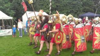 Roman Reenactment at the Amphitheatre in Caerleon Marching In [upl. by Eiboh]