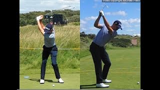 Justin Thomas golf swing  Long Iron faceon amp downtheline July 2017 [upl. by Wooster]