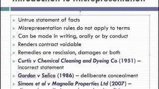 Misrepresentation Lecture 1 of 4 [upl. by Murdocca]