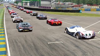 Devel Sixteen vs Hypercars amp Supercars at Le Mans no Chicane [upl. by Sheryl940]