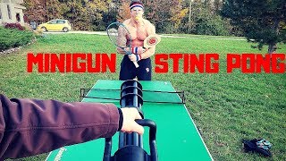 Airsoft Minigun STING PONG Competition  Bodybuilder VS Painful Airsoft Guns Fail [upl. by Ahsiket480]