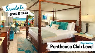 Caribbean Oceanview Penthouse Club Level PO  Sandals Grand St Lucian  Full Room Tour amp Review 4K [upl. by Ytsrik]