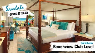 Caribbean Beachview Club Level CO  Sandals Grand St Lucian  Full Walkthrough Room Tour amp Review 4K [upl. by Grange72]