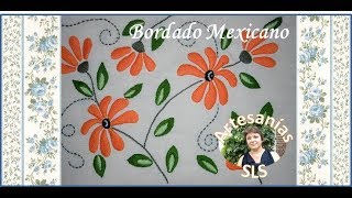 Bordado Mexicano paso a paso ♥ PRINCIPIANTES ♥ Flores anaranjadas ♥ [upl. by Nimaynib]