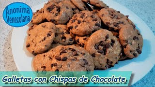 Galletas con chispas de chocolate CASERAS  RECETA FÁCIL DE HACER [upl. by Genet511]