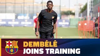 Dembélé completes first training session at FC Barcelona [upl. by Trilbi]