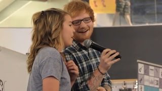 Ed Sheeran Surprises 13YearOld Fan by Joining Her Mall Performance [upl. by Anaiuq971]